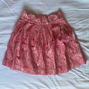 Cream Skirt With Pink Lace Overlay